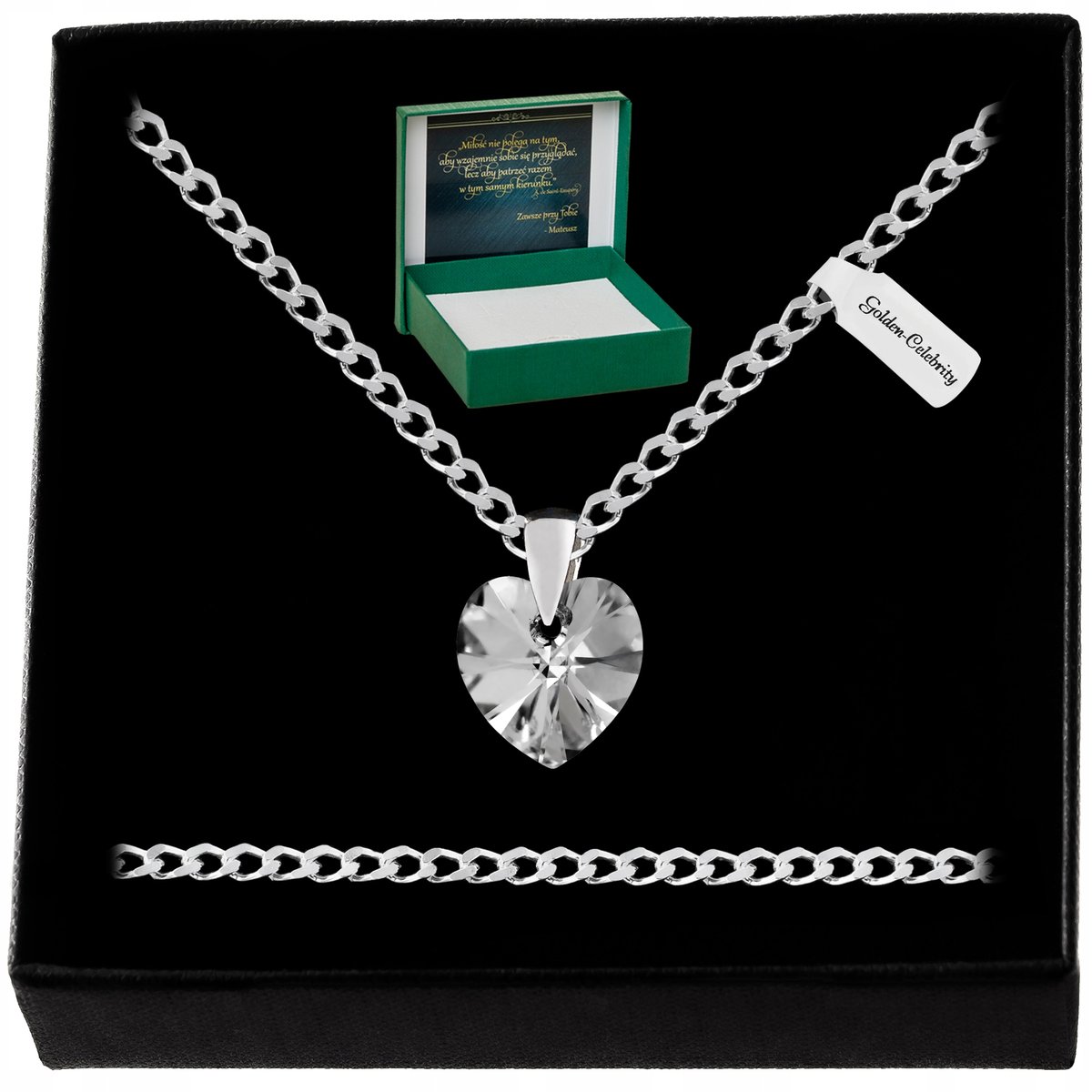 SREBRNY NASZYJNIK SERDUSZKO SWAROVSKI 925 ŁAŃCUSZEK ZAWIESZKA DLA SIOSTRY