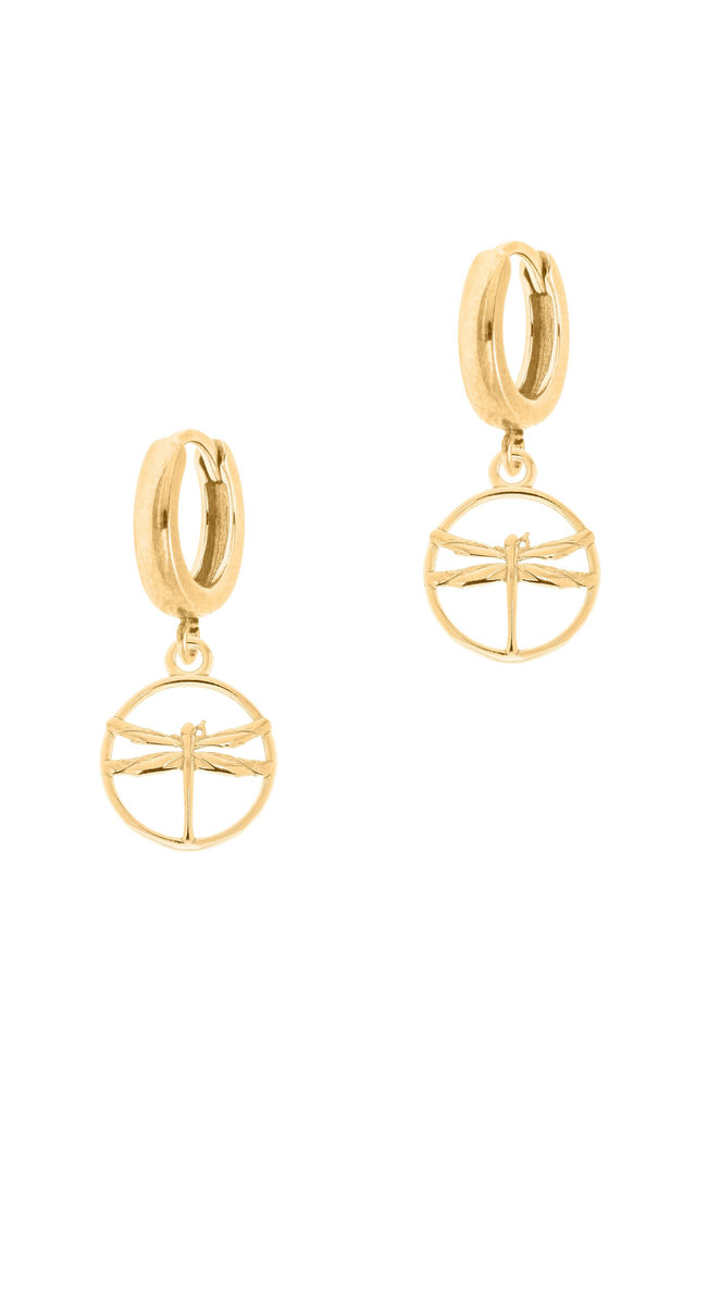 Pozłacane kolczyki z ważkami