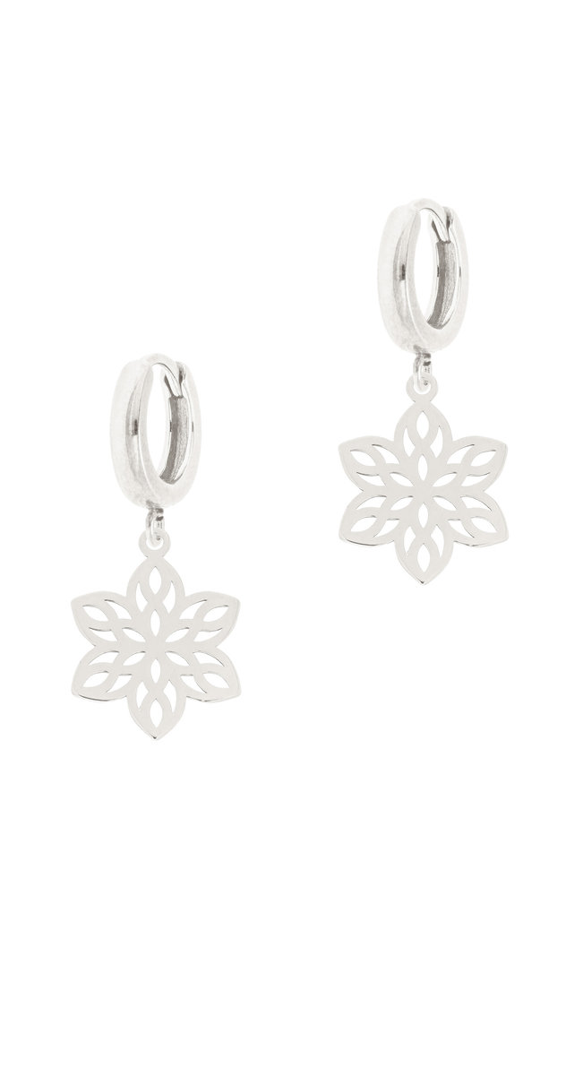 Srebrne kolczyki z ażurowymi kwiatkami