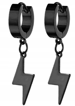 HUGGIE Kolczyki Do Uszu Ze STALI Piorun Gothic Punk Rock