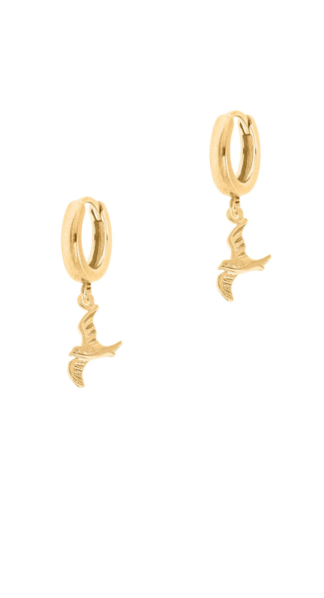 Pozłacane kolczyki z ptakami