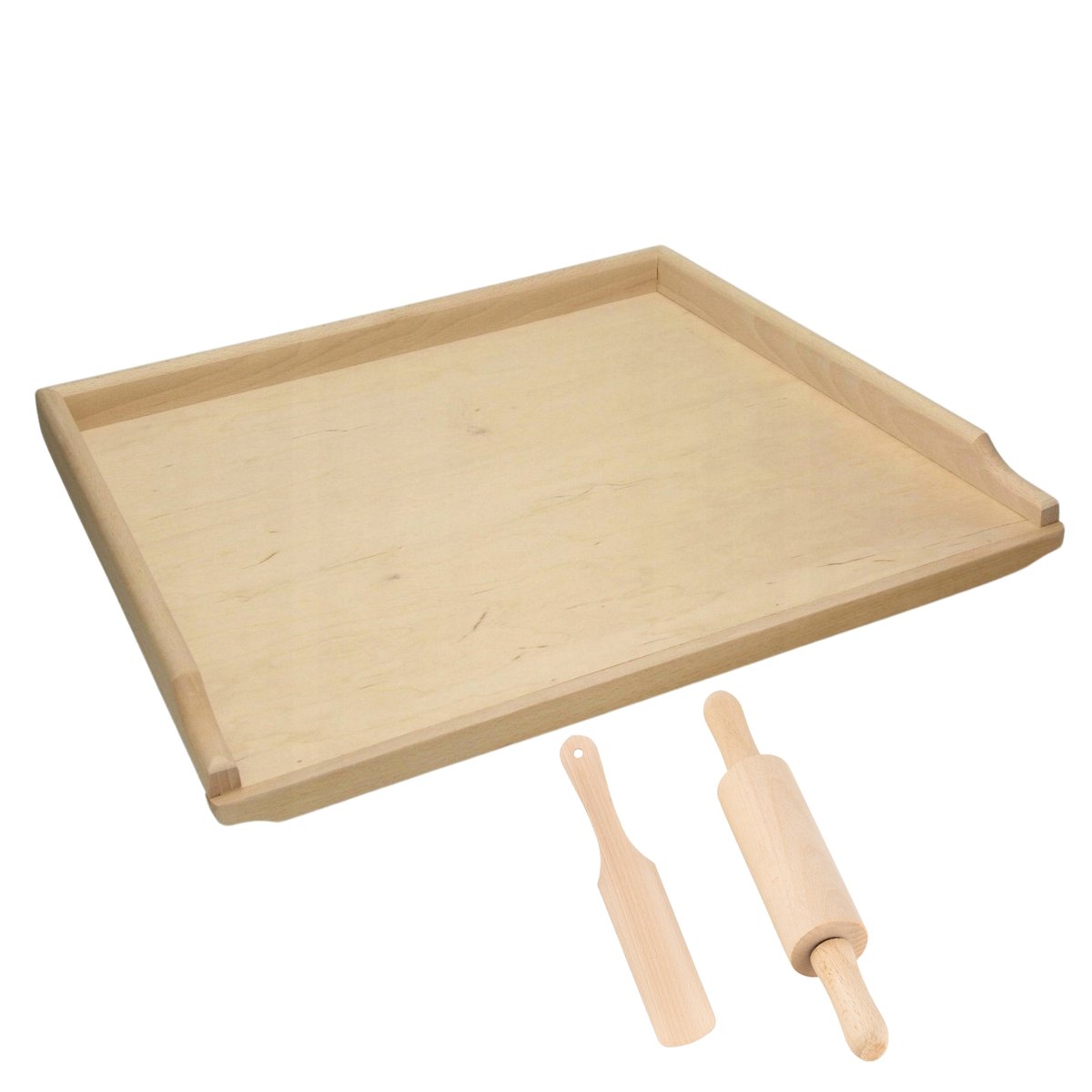 STOLNICA DREWNIANA 50X39CM MAŁA JEDNOSTRONNA DESKA KUCHENNA + WAŁEK ŁOPATKA