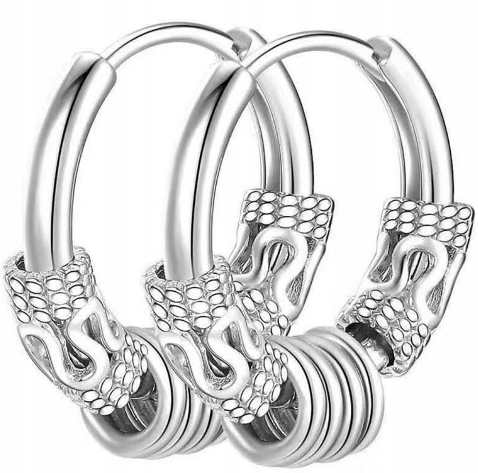 Kolczyki Do Uszu HUGGIE Retro Punk Smok Gothic STAL