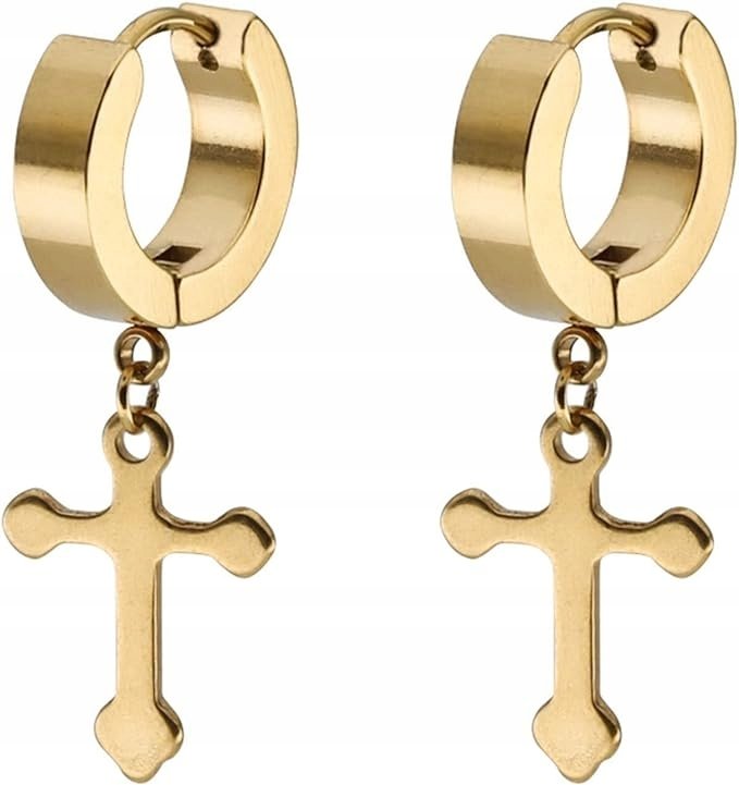 HUGGIE Krzyż Krzyżyk Kolczyki do Uszu STAL Punk Gothic