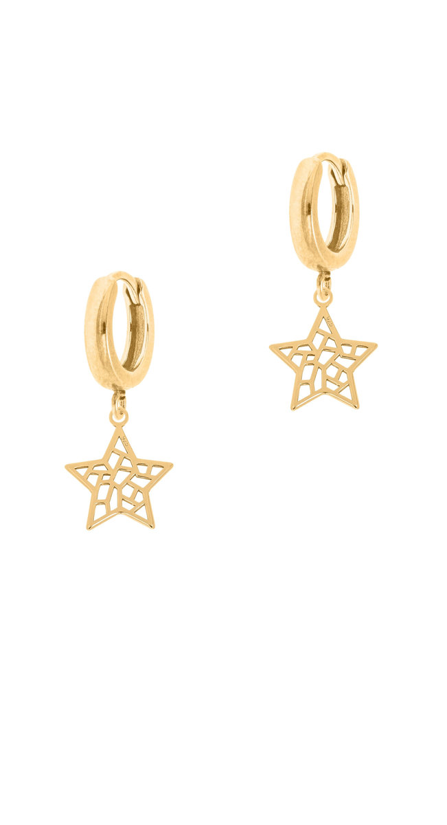 Pozłacane kolczyki z ażurowymi gwiazdkami