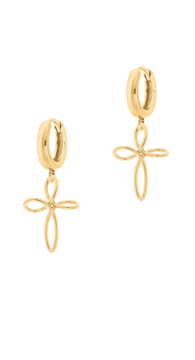 Pozłacane kolczyki z ażurowymi krzyżami