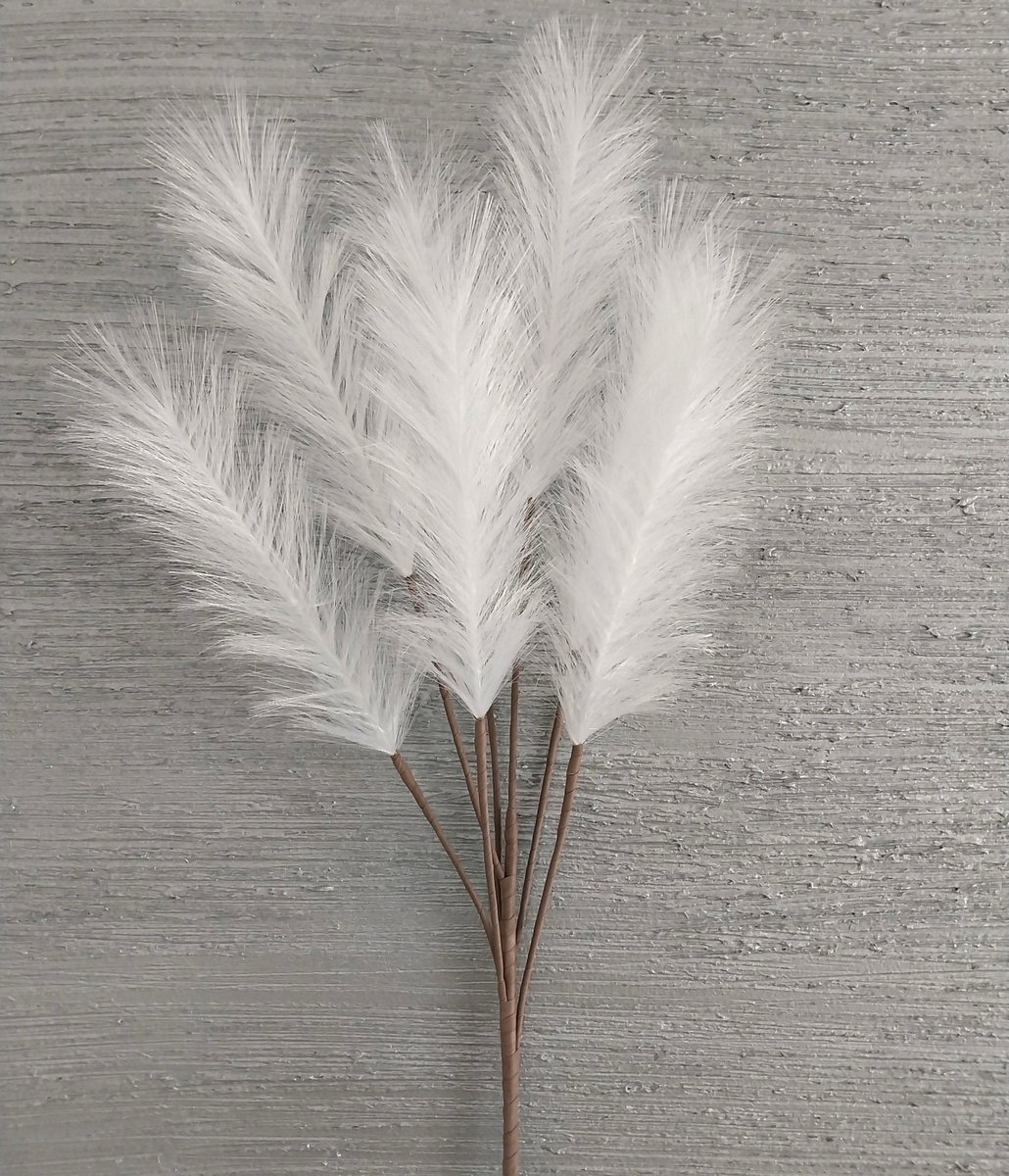 PAMPAS SZTUCZNA TRAWA PAMPASOWA BIAŁA WIĄZKA DŁUGA GAŁĄZKA 100 cm 7szt