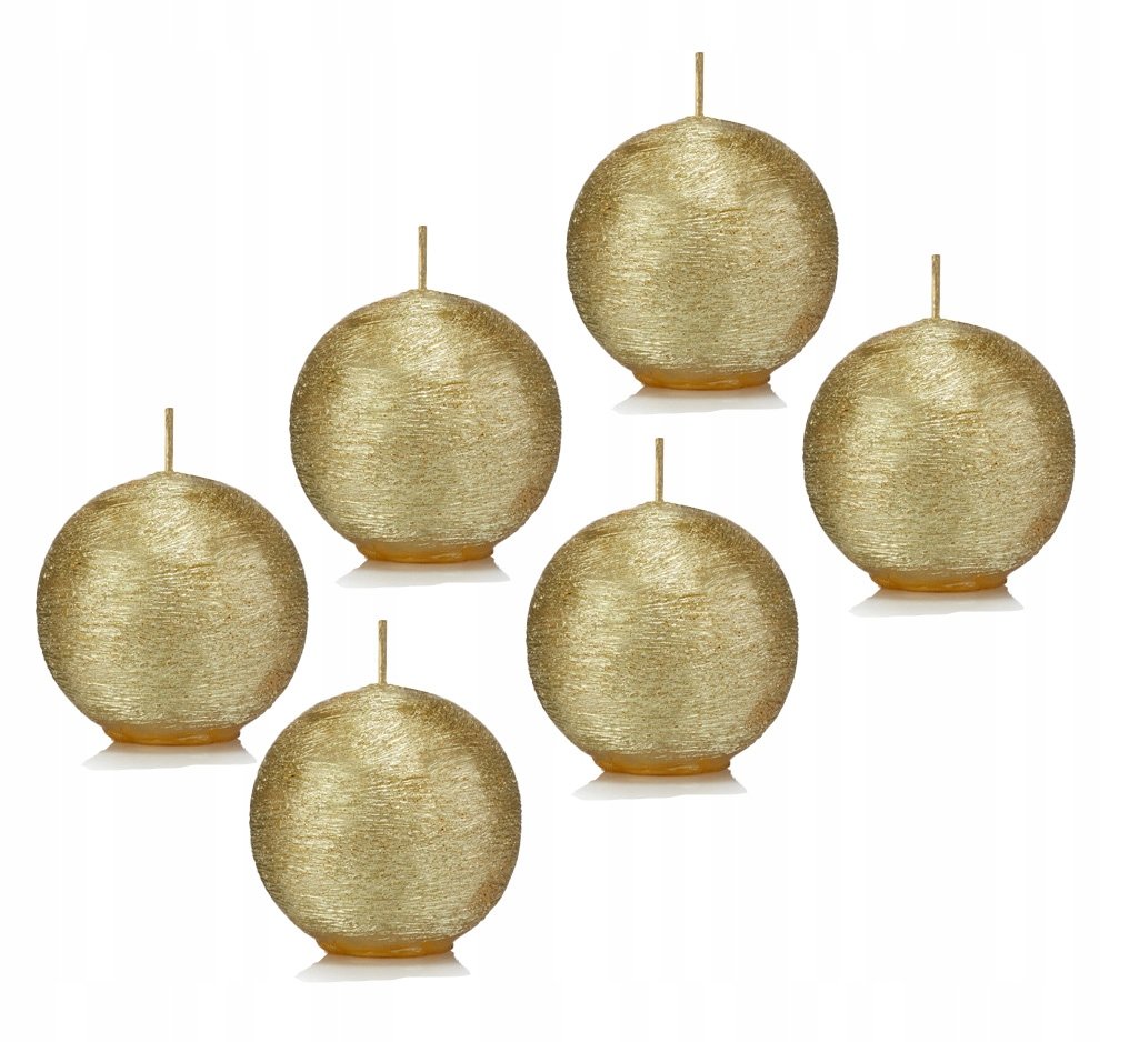 Świeca kula KOKON 6 cm kolor ZŁOTY zestaw 6 sztuk
