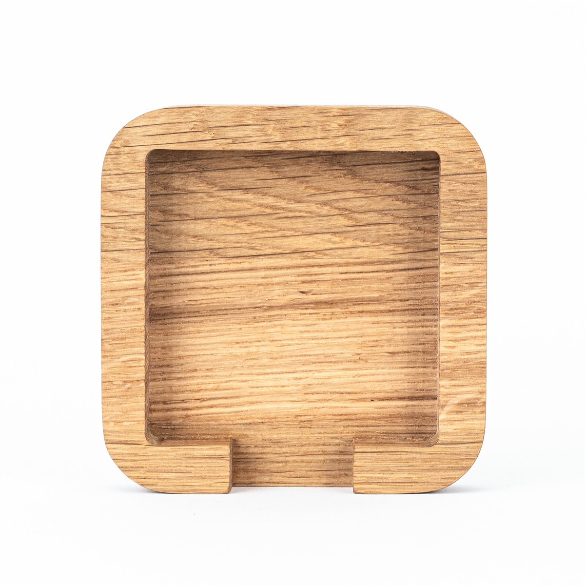 Drewniana tacka organizer na karteczki 10x10 cm biuro dąb