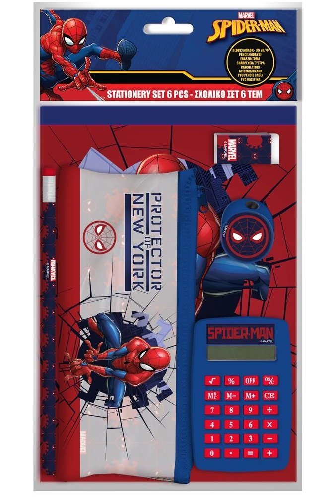 Mały piórnik z kalkulatorem, notes Spiderman 508224