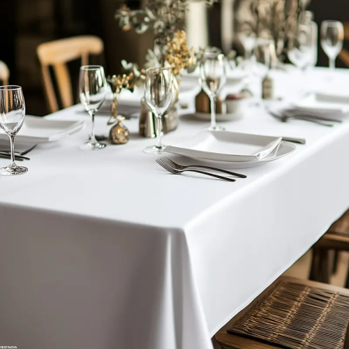 Prostokątny obrus gładki biały