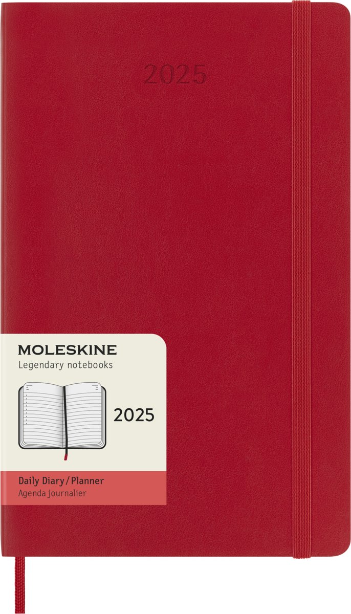 Kalendarz książkowy 2025 dzienny czerwony 13X21cm Moleskine Large Soft