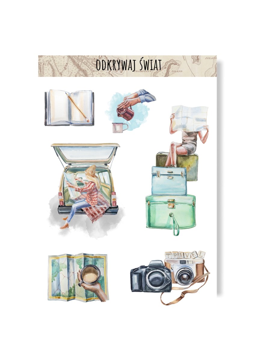 Naklejki dla podróżnika podróżniczki do albumu podróż odkrywanie świata