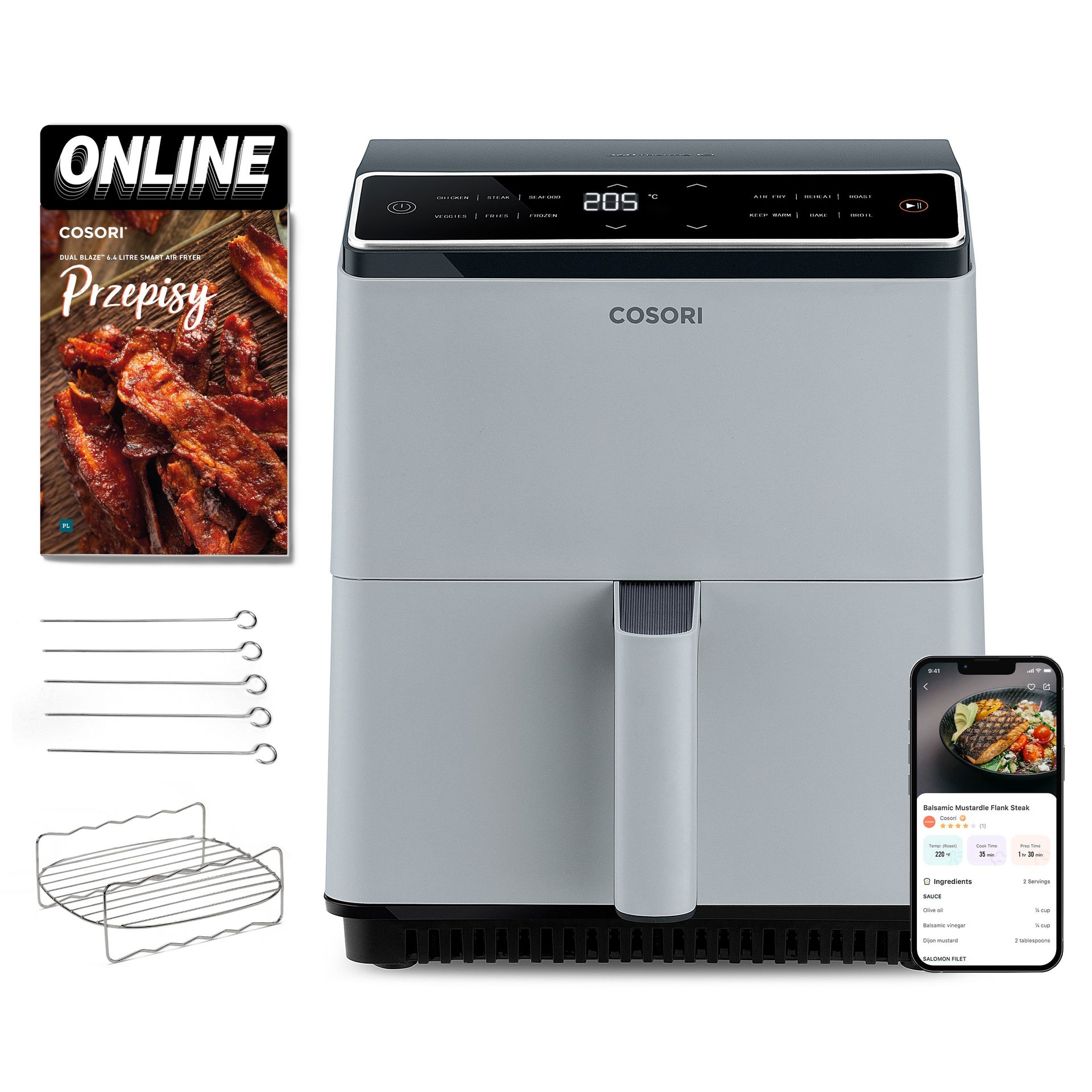 Cosori Dual Blaze Air Fryer (jasnoszary)