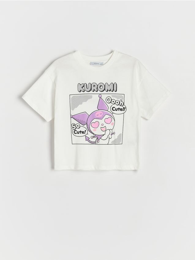 Reserved - T-shirt Kuromi - złamana biel