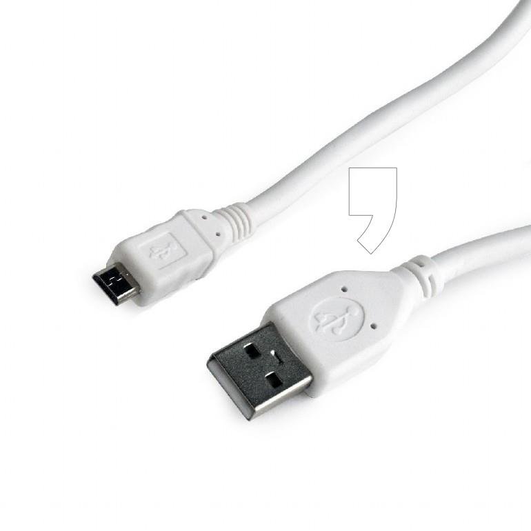 Kabel USB-A 2.0/microUSB-B GEMBIRD CCP-mUSB2-AMBM-W-0.1M, 0.1 m