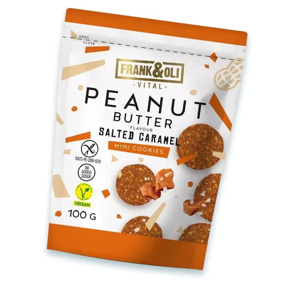Ciasteczka z Miazgą Arachidową o Smaku Słonego Karmelu Frank & Oli, 100g