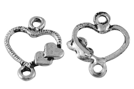 [31201] Łącznik ozdobny serduszka srebrne 10 sztuk