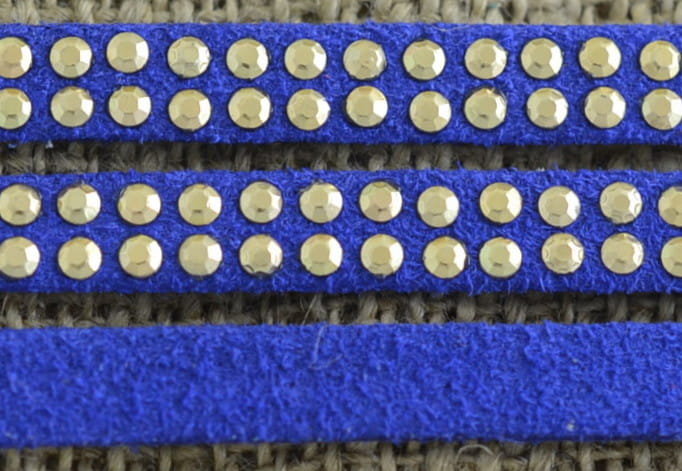 [737120] Rzemień 5mm z ćwiekami niebieski 50cm