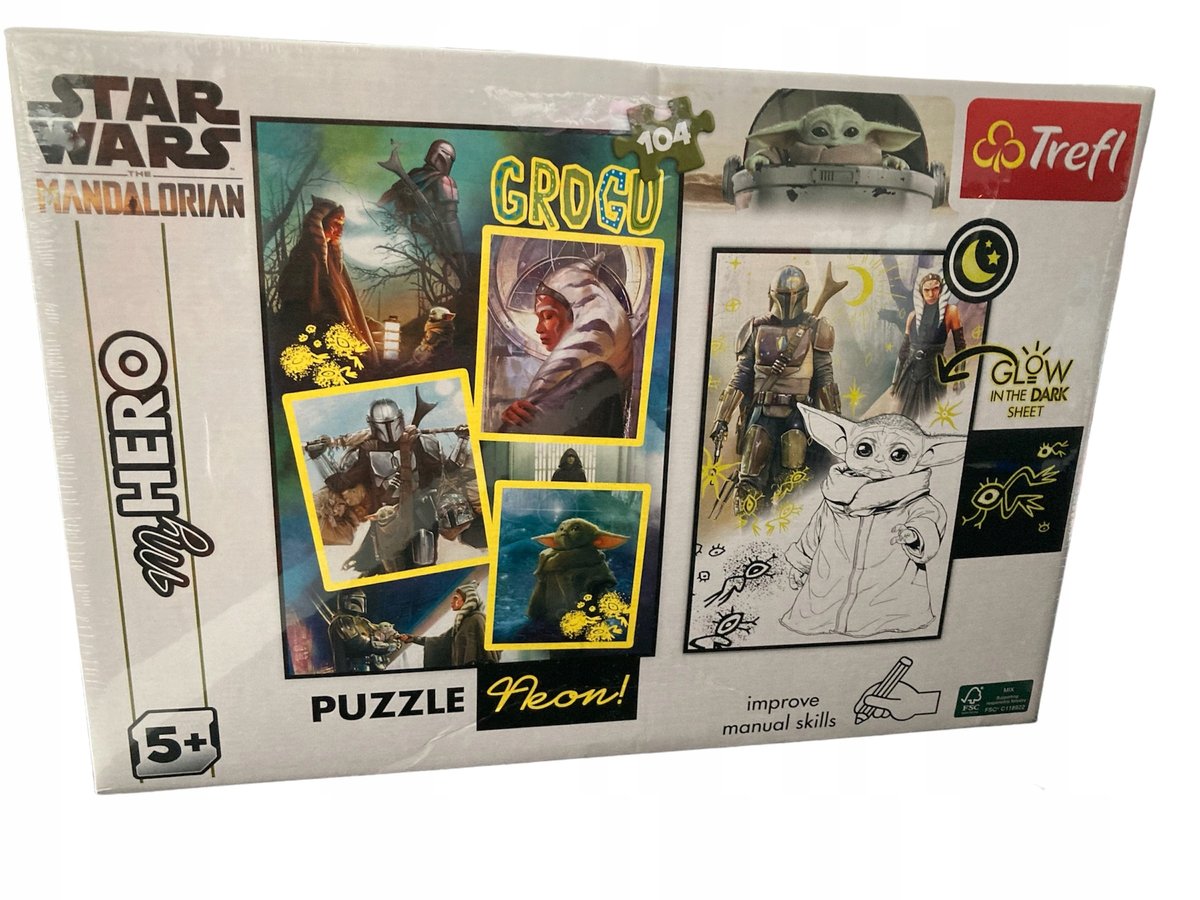 Puzzle Neon 104 Star Wars Mandalorian + plakat świecący w ciemności 93395