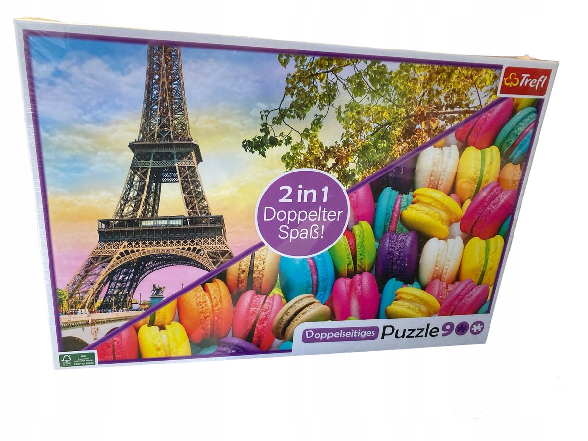 Puzzle 900 2in1 Trefl Doppelter Spaß Puzzle dwustronne wieża Eiffela/makaroniki 93251