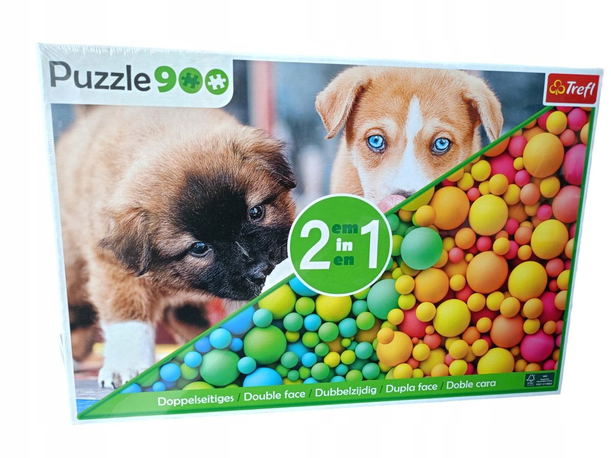 Puzzle 900 el. 2 w 1 - Małe pieski Kolorowe piłeczki 93521