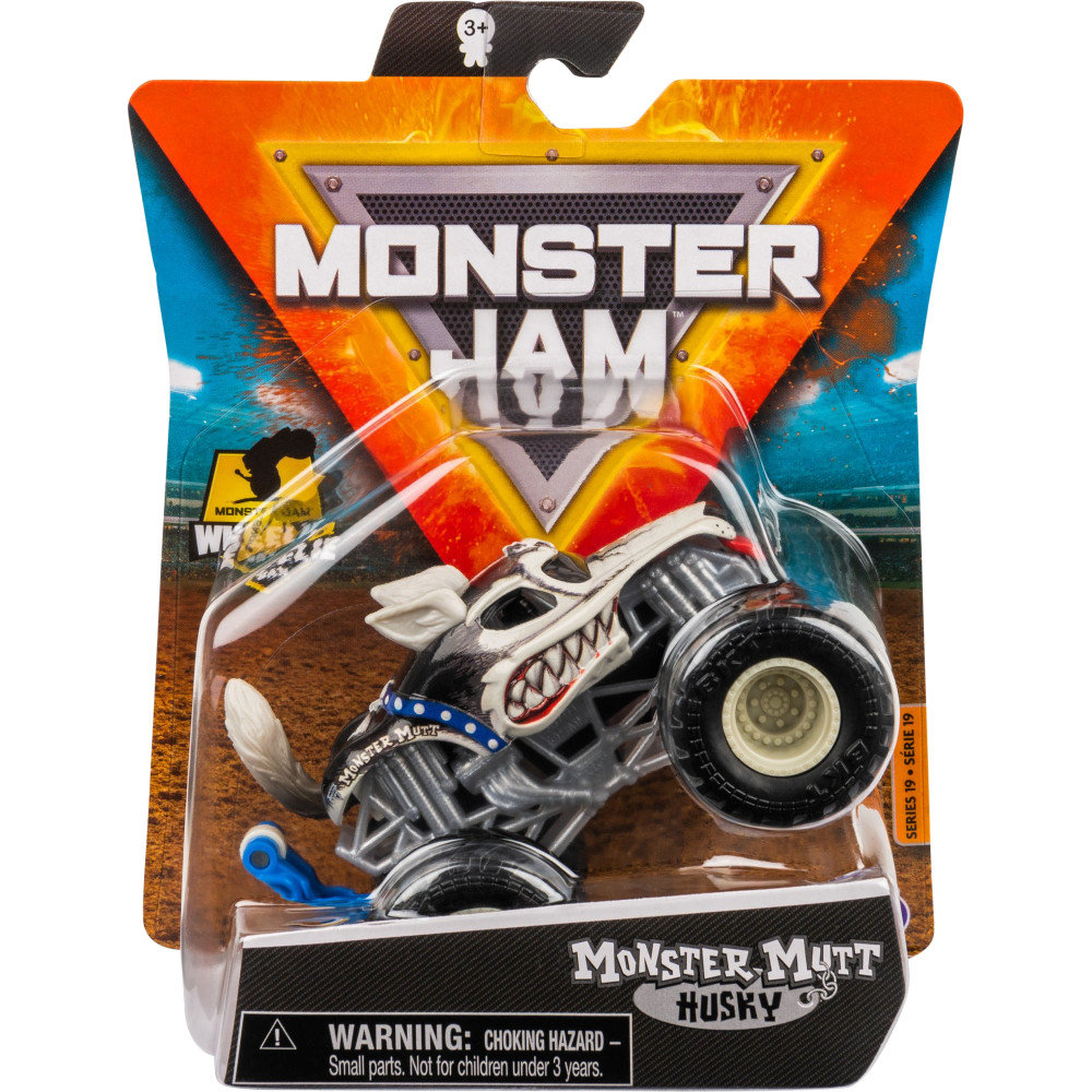 MONSTER JAM TRUCK AUTO TERENOWE 1-PAK SERIA 19 MONSTER MUTT HUSKY 1:64