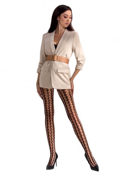 TI048 Czarne rajstopy typu kabaretki - PASSION stocking & tights