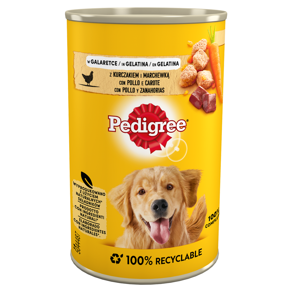 PEDIGREE Adult puszka 6x400g - mokra karma pełnoporcjowa dla dorosłych psów, z kurczakiem i marchewką w galaretce