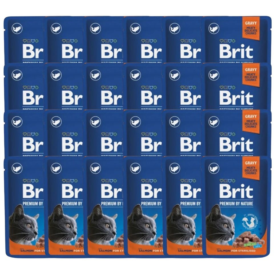 BRIT PREMIUM Pouch Salmon Sterilized 24x100g z łososiem dla kotów sterylizowanych
