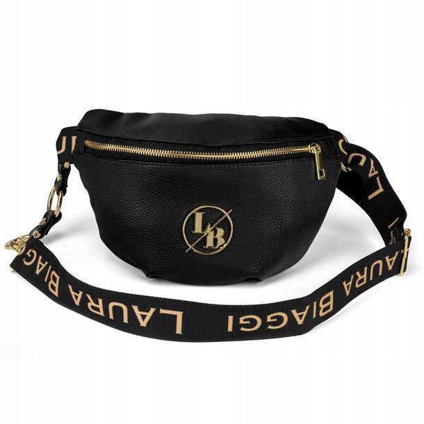 Torebka Damska Saszetka Nerka Czarna Laura Biaggi