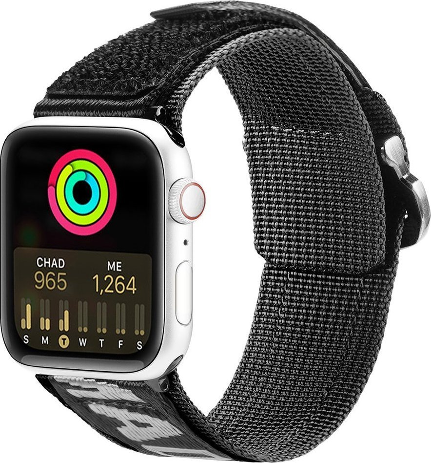 Dux Ducis Dux Ducis Strap Outdoor Version pasek Apple Watch Ultra, SE, 8, 7, 6, 5, 4, 3, 2, 1 49, 45, 44, 42 mm nylonowa opaska bransoleta czarno-srebrny