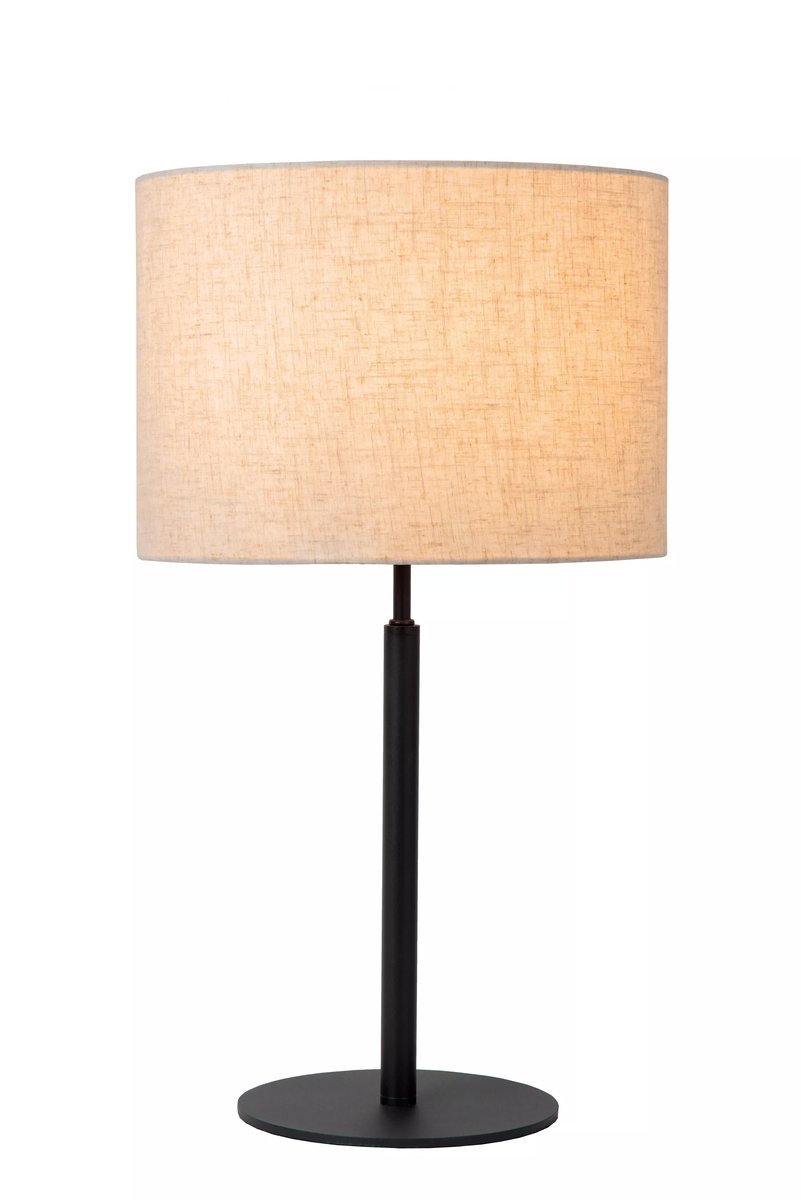 Lampa stołowa z beżowym abażurem czarna E27 Maya Lucide