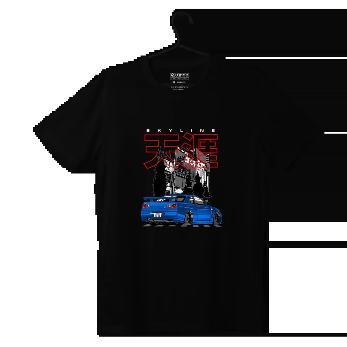 Czarny T-shirt Nissan Skyline GT-R R34 Stance-XL