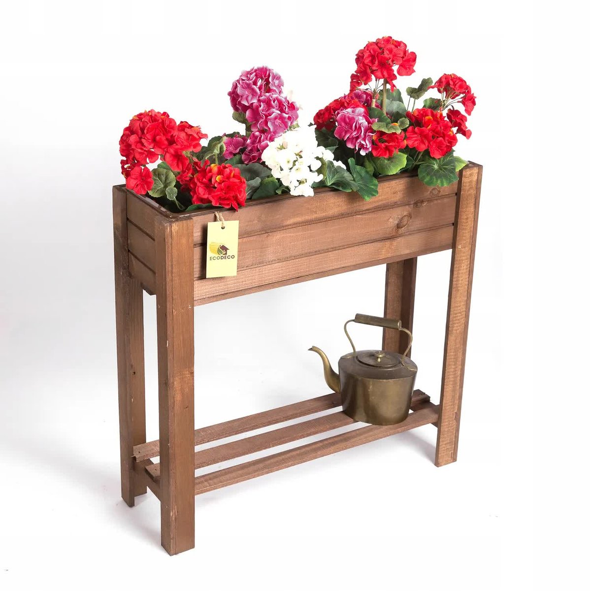 Kwietnik Półka Donica Wkład Drewniany Brązowy Na Kwiaty Rośliny Doniczka