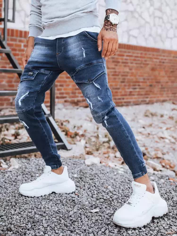Spodnie męskie jeansowe typu bojówki niebieskie Dstreet UX3281-XL