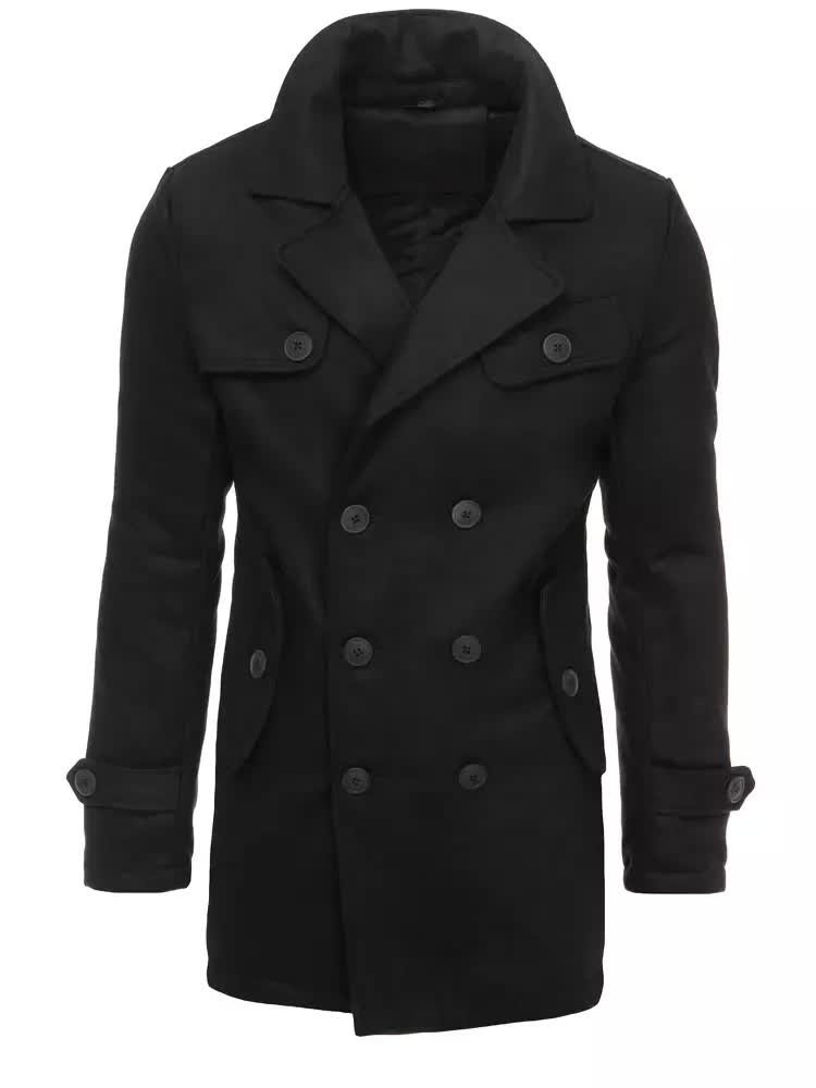 Płaszcz męski dwurzędowy czarny Dstreet CX0432-XL