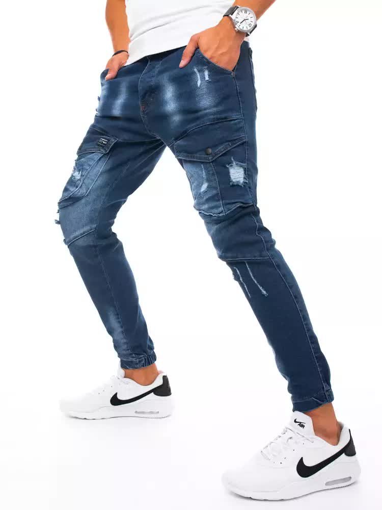 Spodnie męskie jeansowe typu bojówki niebieskie Dstreet UX3271-34