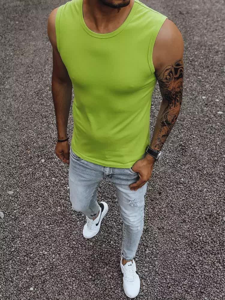Tank top męski bez nadruku jasnozielony Dstreet RX4917-M