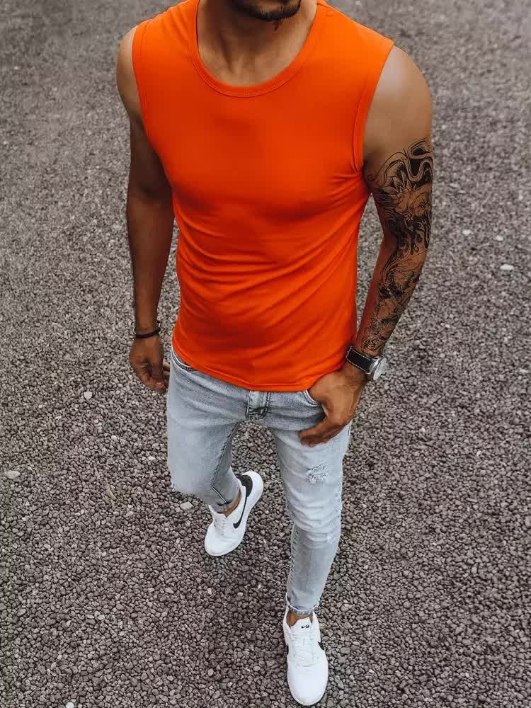 Tank top męski bez nadruku pomarańczowy Dstreet RX4919-L
