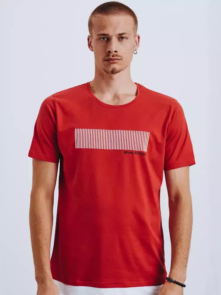 T-shirt męski z nadrukiem czerwony Dstreet RX4651-L