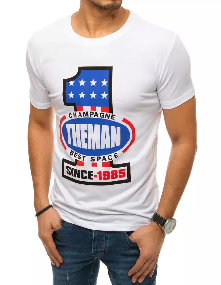 T-shirt męski z nadrukiem biały Dstreet RX4406-XXL