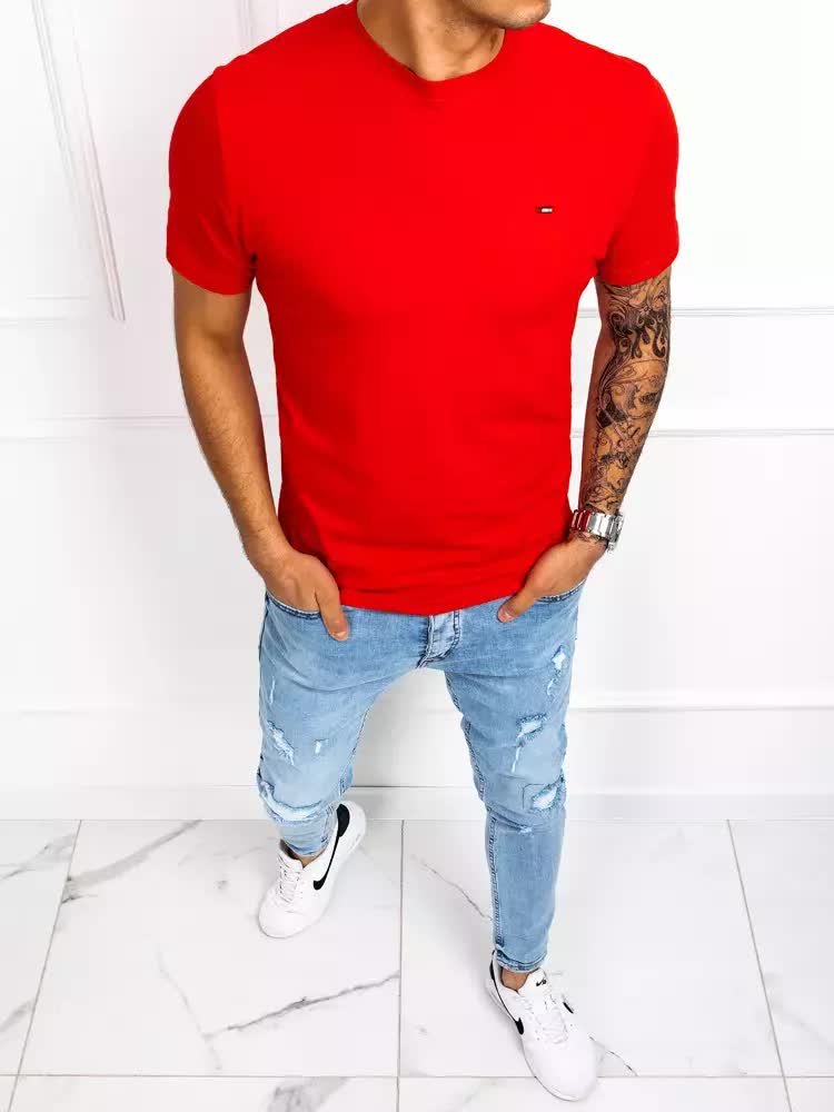 T-shirt męski gładki czerwony Dstreet RX4559-XXL