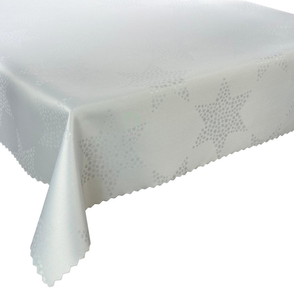 Obrus Plamoodporny Świąteczny Boże Narodzenie Gwiazdy Z-3500 Biały-160x240 cm