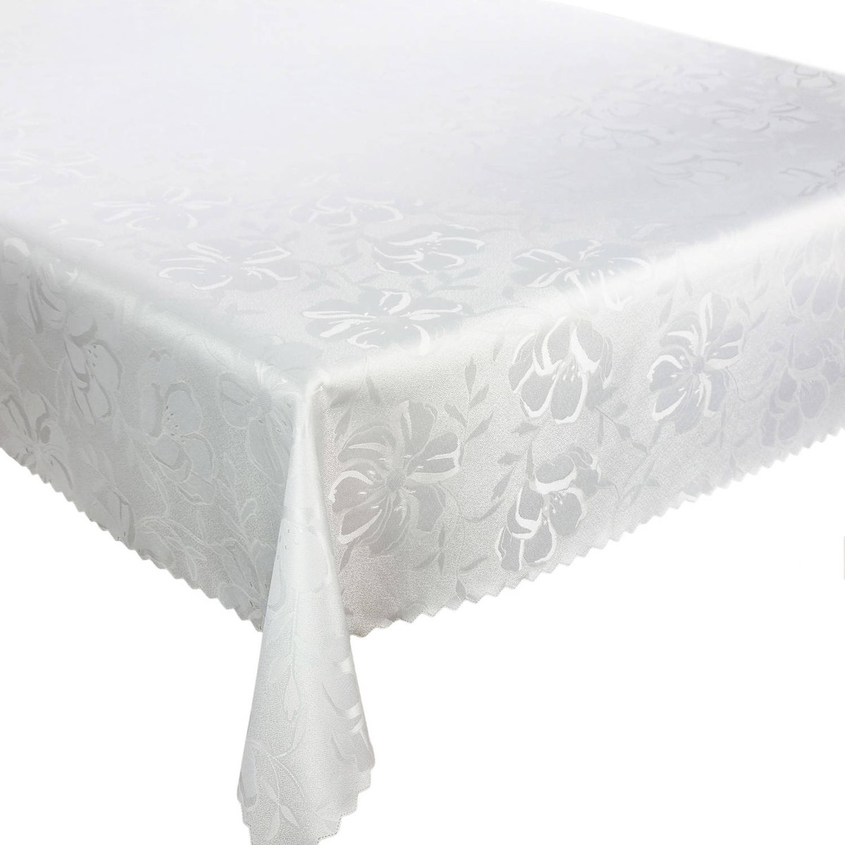 Obrus Plamoodporny Kwiaty 3329 Biały-160x240 cm