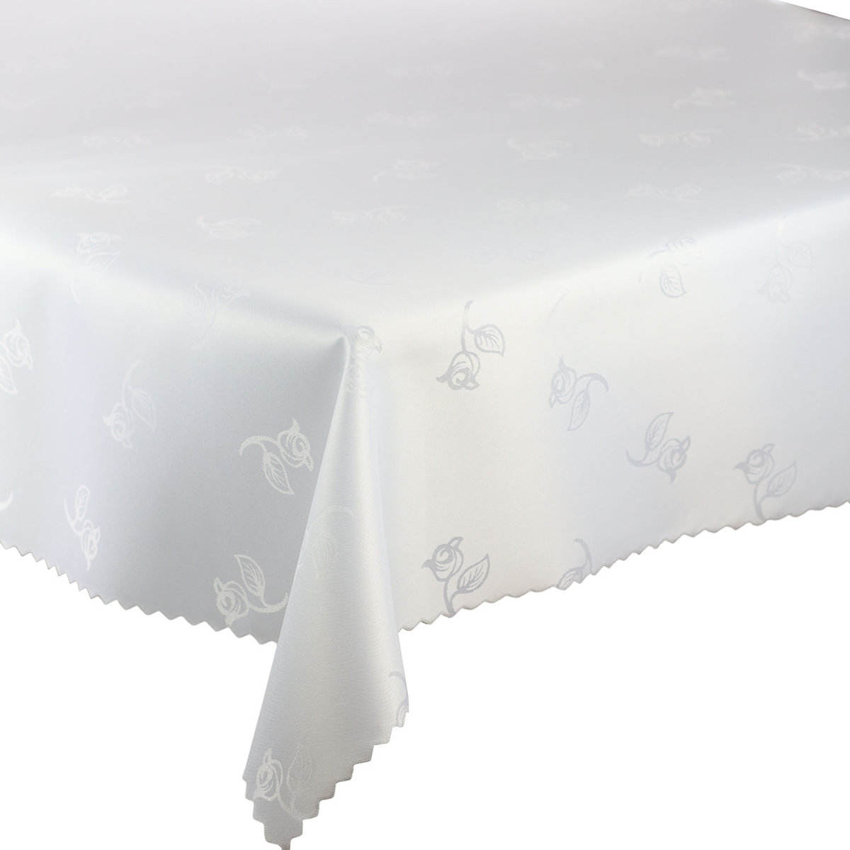 Obrus Plamoodporny 147 Biały Różyczki-160x240 cm