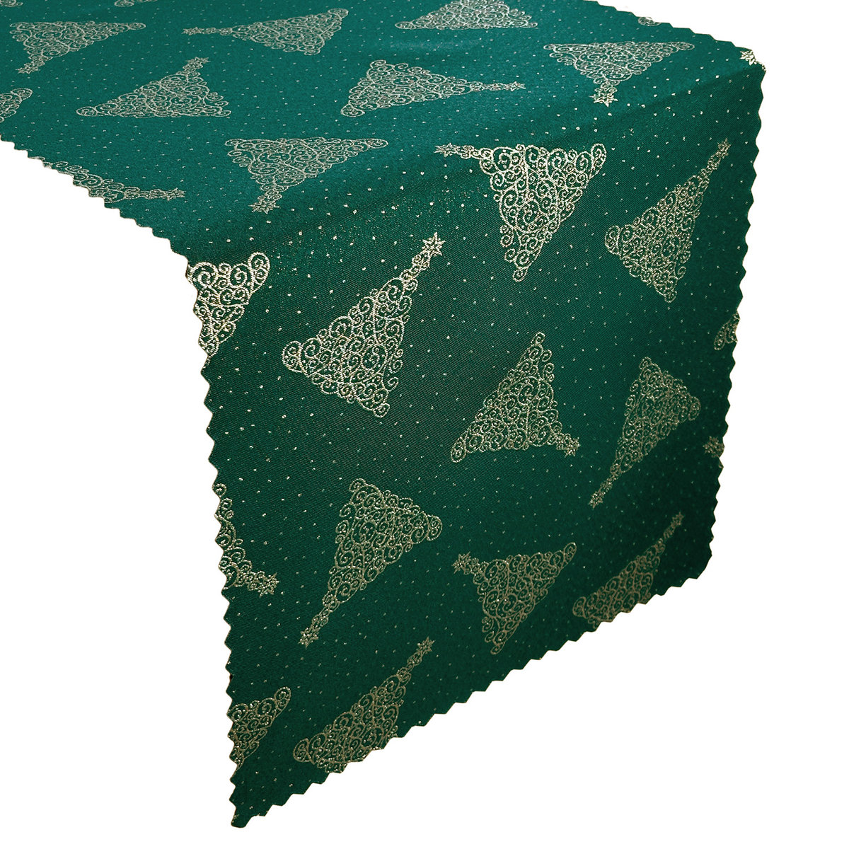 Dwustronny Bieżnik Plamoodporny Świąteczny Zielony Złota Choinka Z-3506-40x40 cm