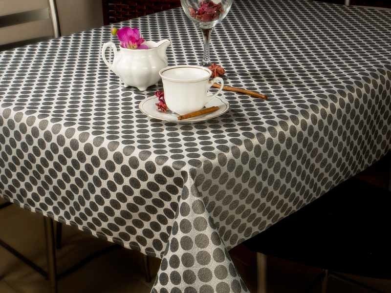 Obrus Plamoodporny Obszywany Grafit Grochy 2113-160x240 cm