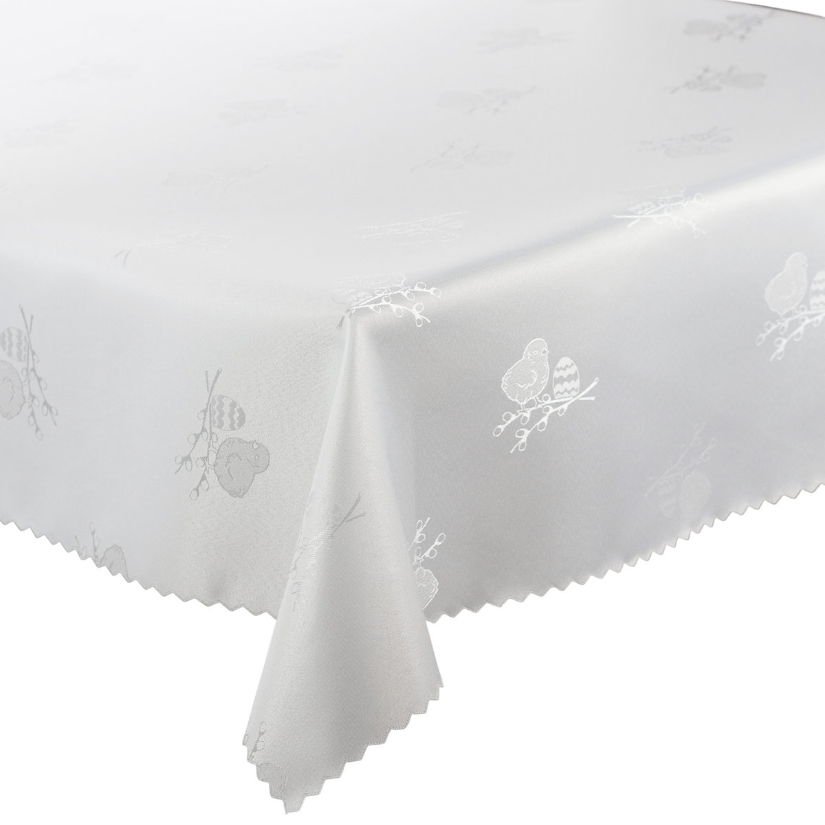 Bieżniki i Serwety Plamoodporne Świąteczne Wielkanoc Kurczak Pisanka 1679 Biały-40x80 cm