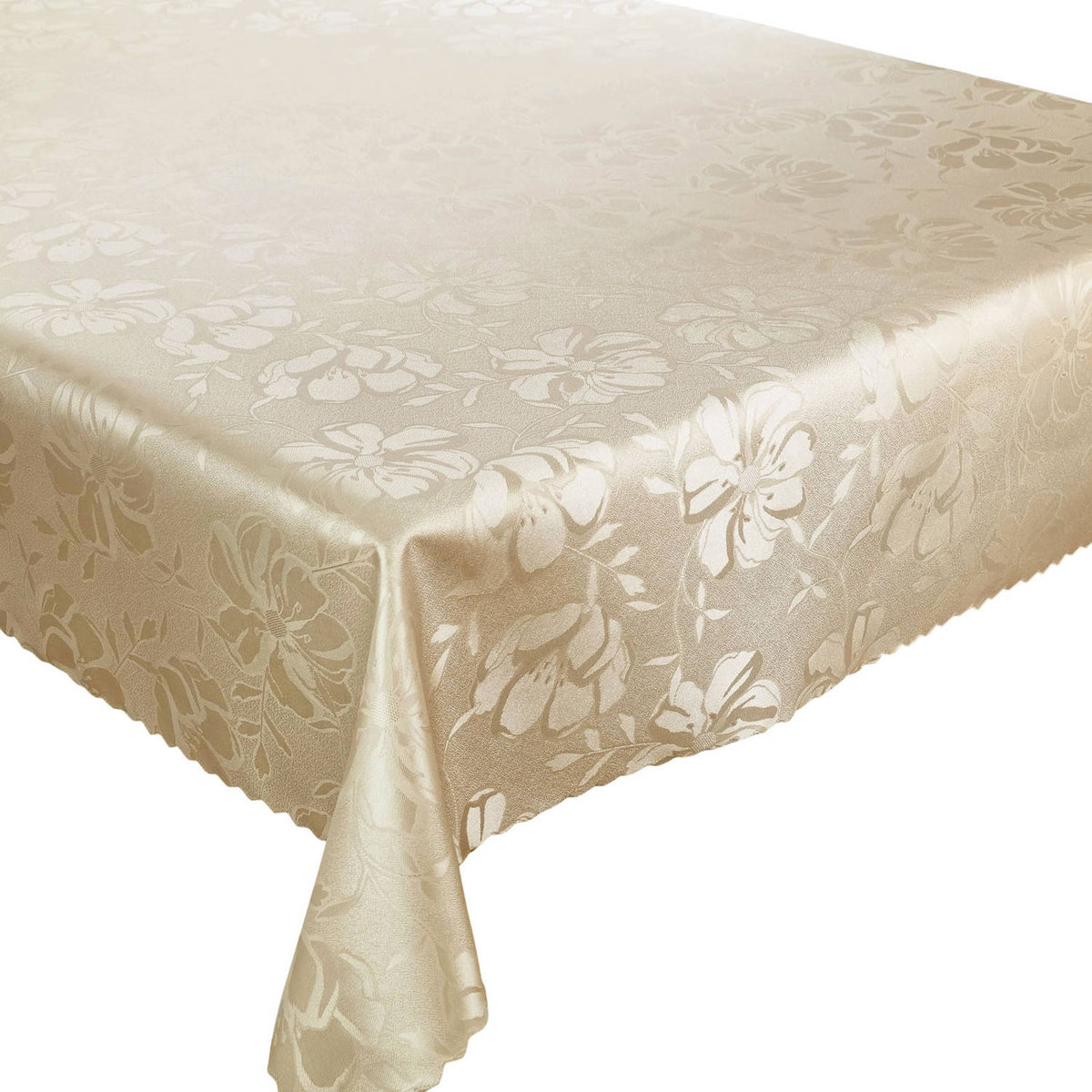 Obrus Plamoodporny Kwiaty 3329 Beżowy-160x240 cm